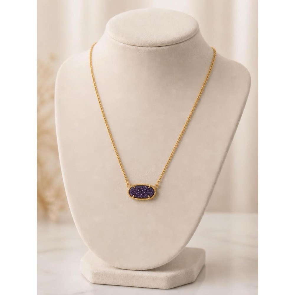 Kendra Scott Gold Chain Purple Drusy Pendant Necklace / NWT & Dustbag Included